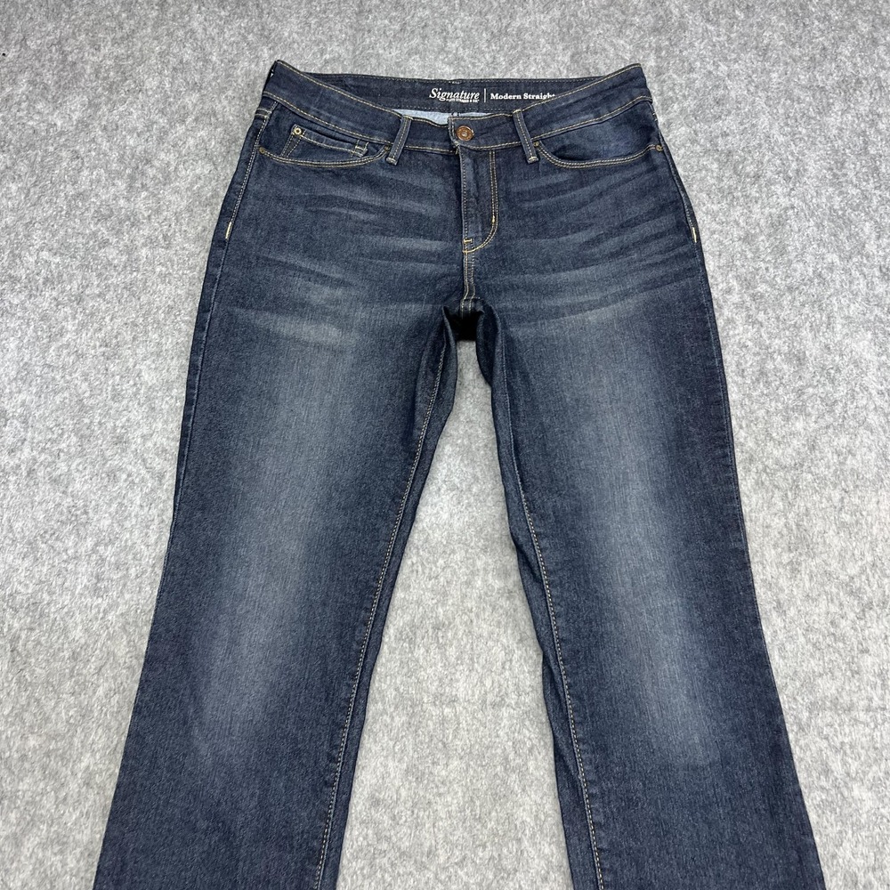 Signature Levi Strauss Jeans Women 10M Blue Modern Straight Stretch Denim Pants - Picture 7 of 16